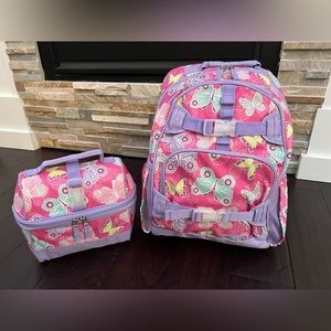 Pottery Barn Kids Mackenzie Pretty Butterflies Backpack & Retro Lunchbox